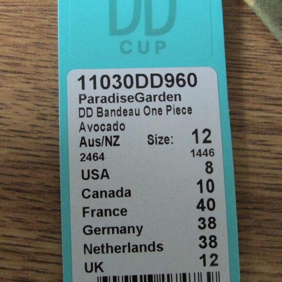 Seafolly bandeau one piece swimsuit Paradise Garden Avocado Size 8 DD NWT - Picture 5 of 5